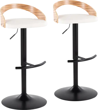 Zykan XIX White Adjustable Barstool, Set of 2