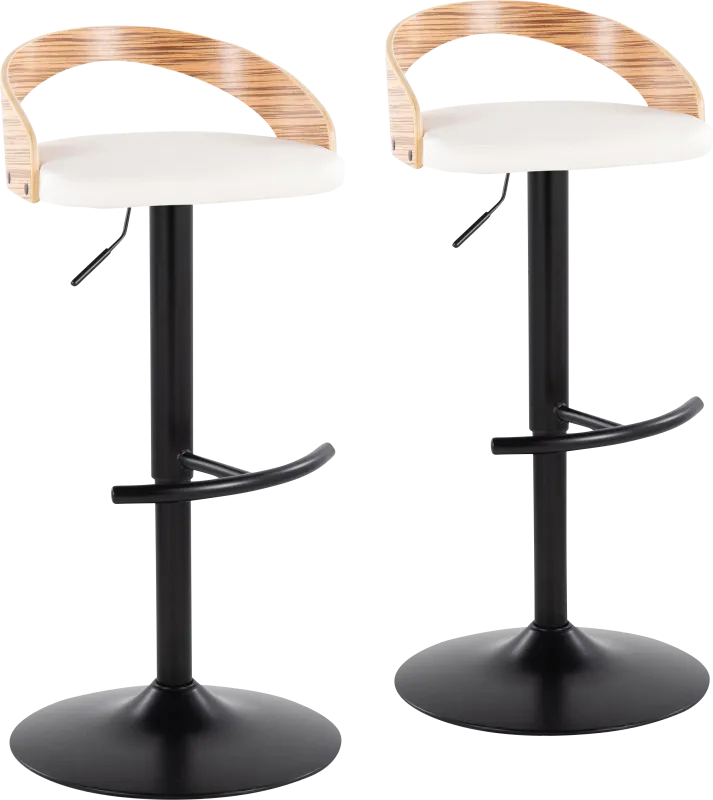 Zykan XIX White Adjustable Barstool, Set of 2