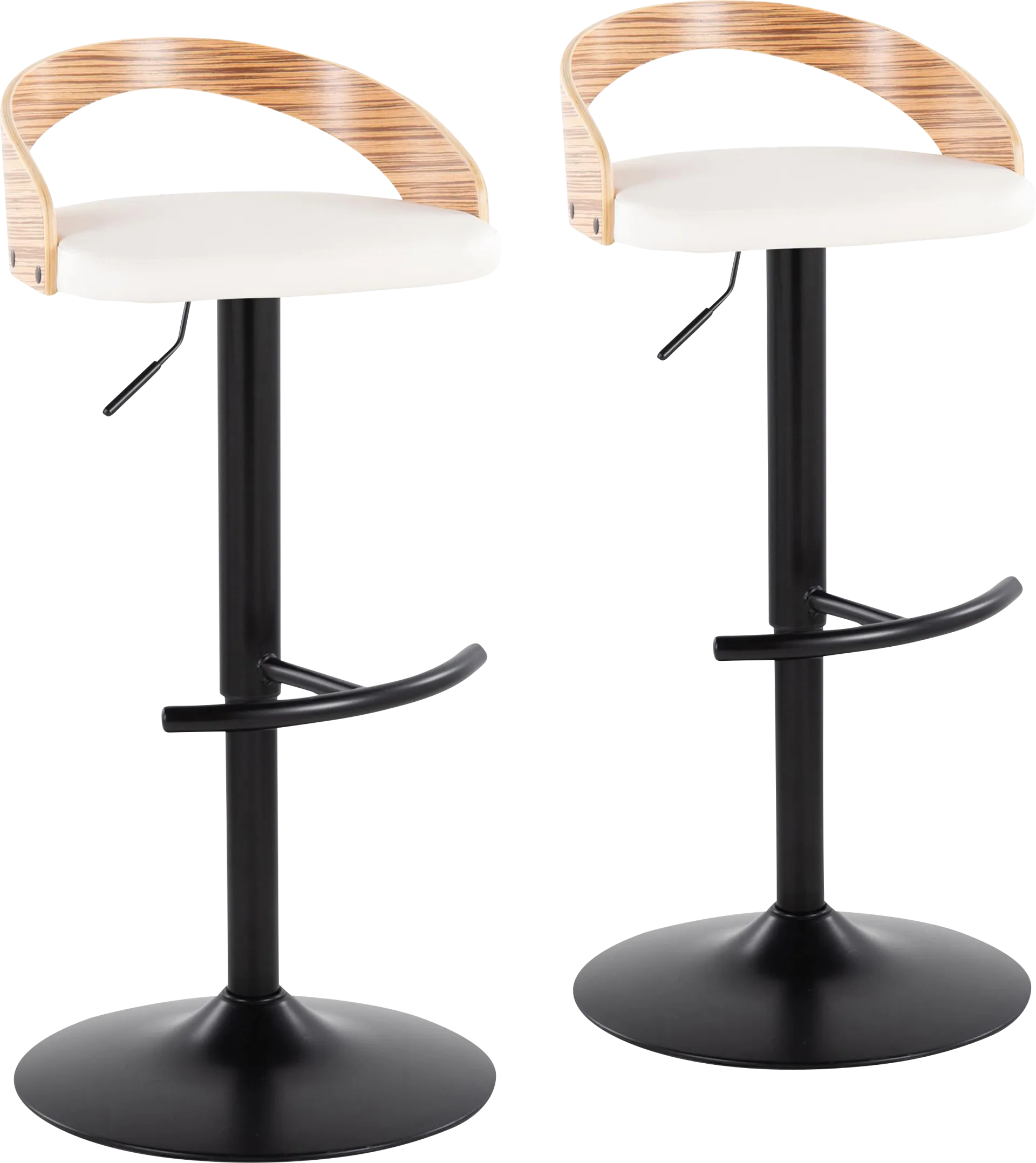 Zykan XIX White Adjustable Barstool, Set of 2 - Image 1