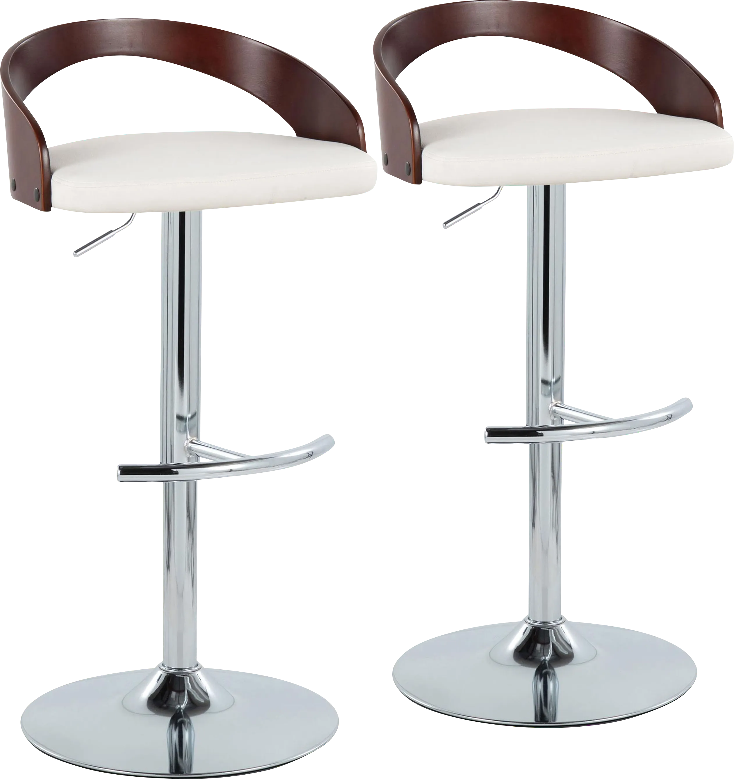 Zykan XXI White Adjustable Barstool, Set of 2 - Thumbnail - Image 1