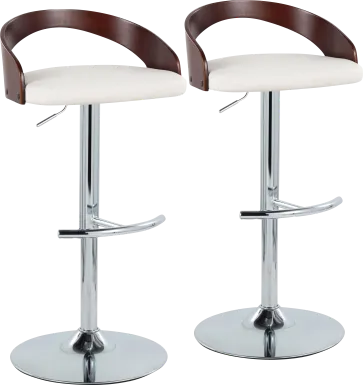 Zykan XXI White Adjustable Barstool, Set of 2