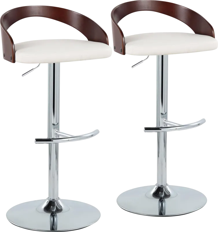 Zykan XXI White Adjustable Barstool, Set of 2