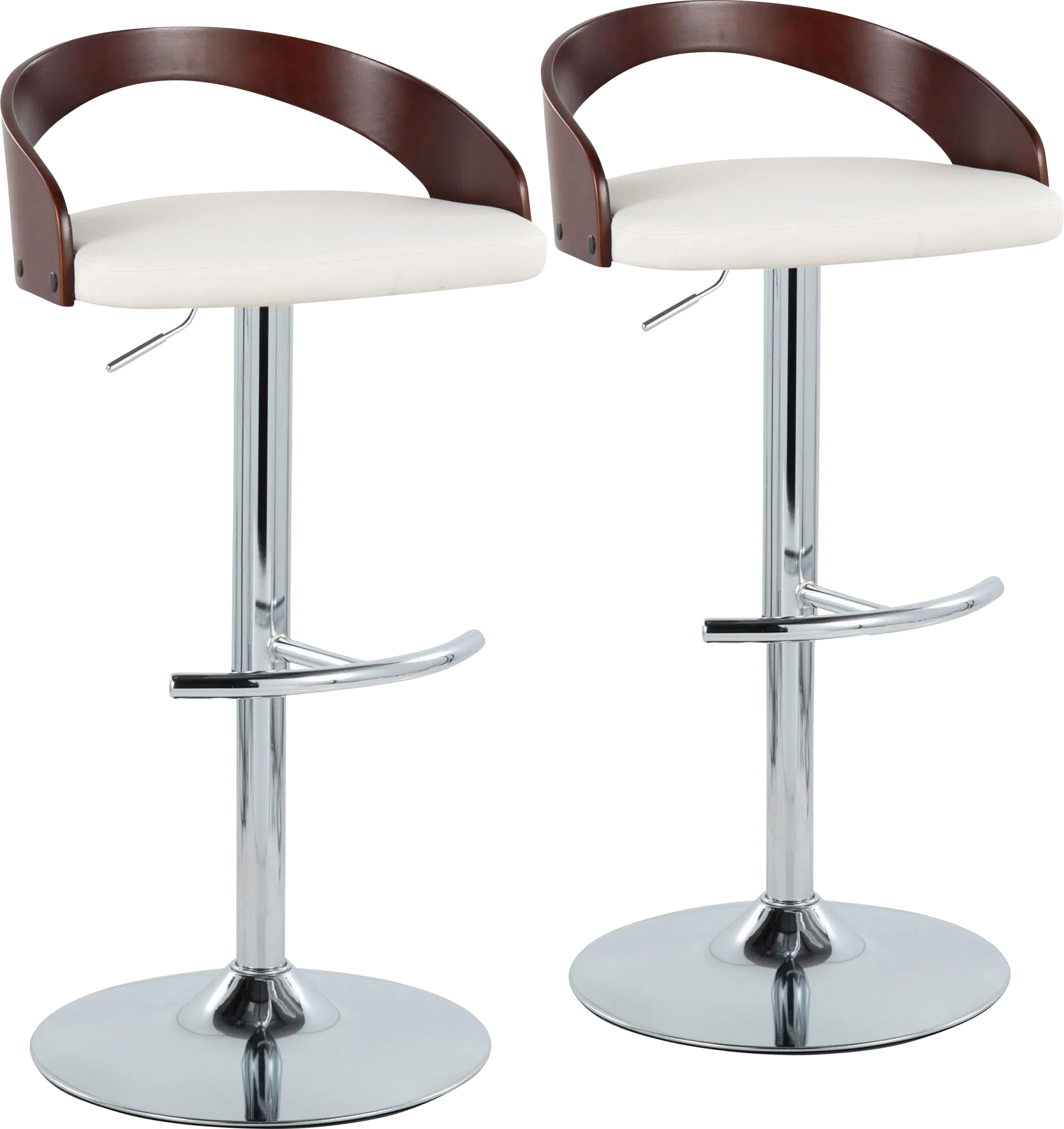 Zykan XXI White Adjustable Barstool, Set of 2 - Image 1