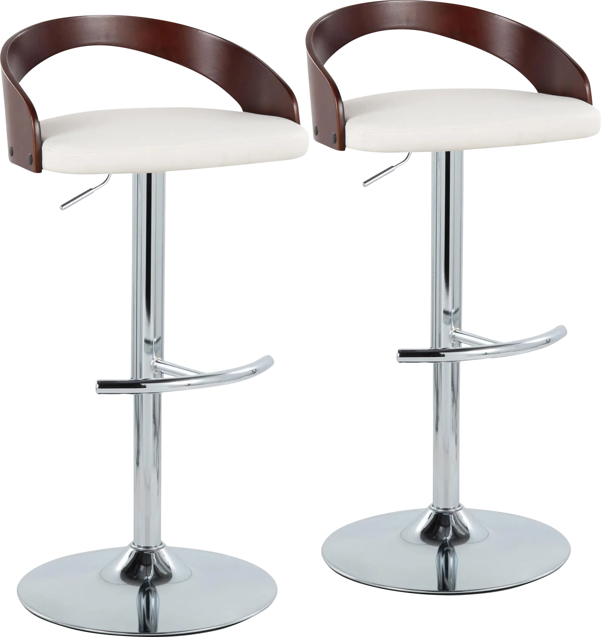 Zykan XXI White Adjustable Barstool, Set of 2