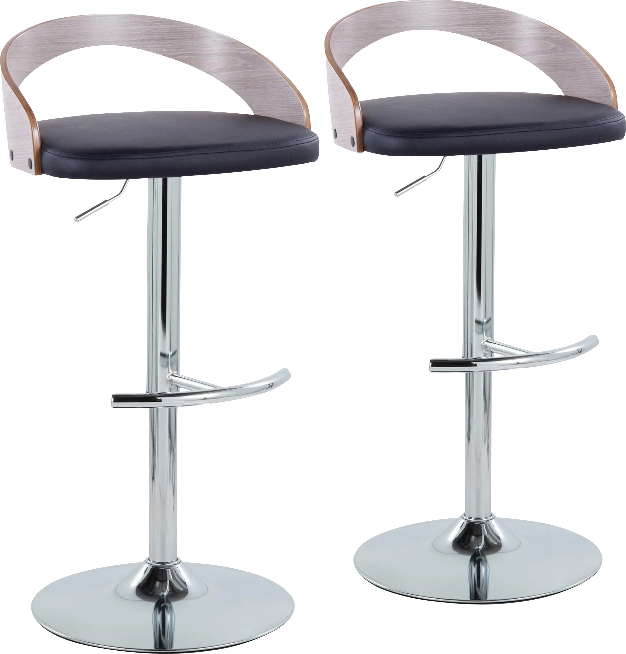 Zykan XXII Black Adjustable Barstool, Set of 2 - Thumbnail - Image 1