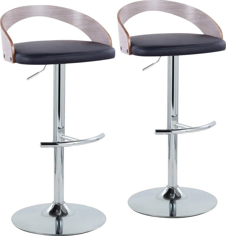 Zykan XXII Black Adjustable Barstool, Set of 2