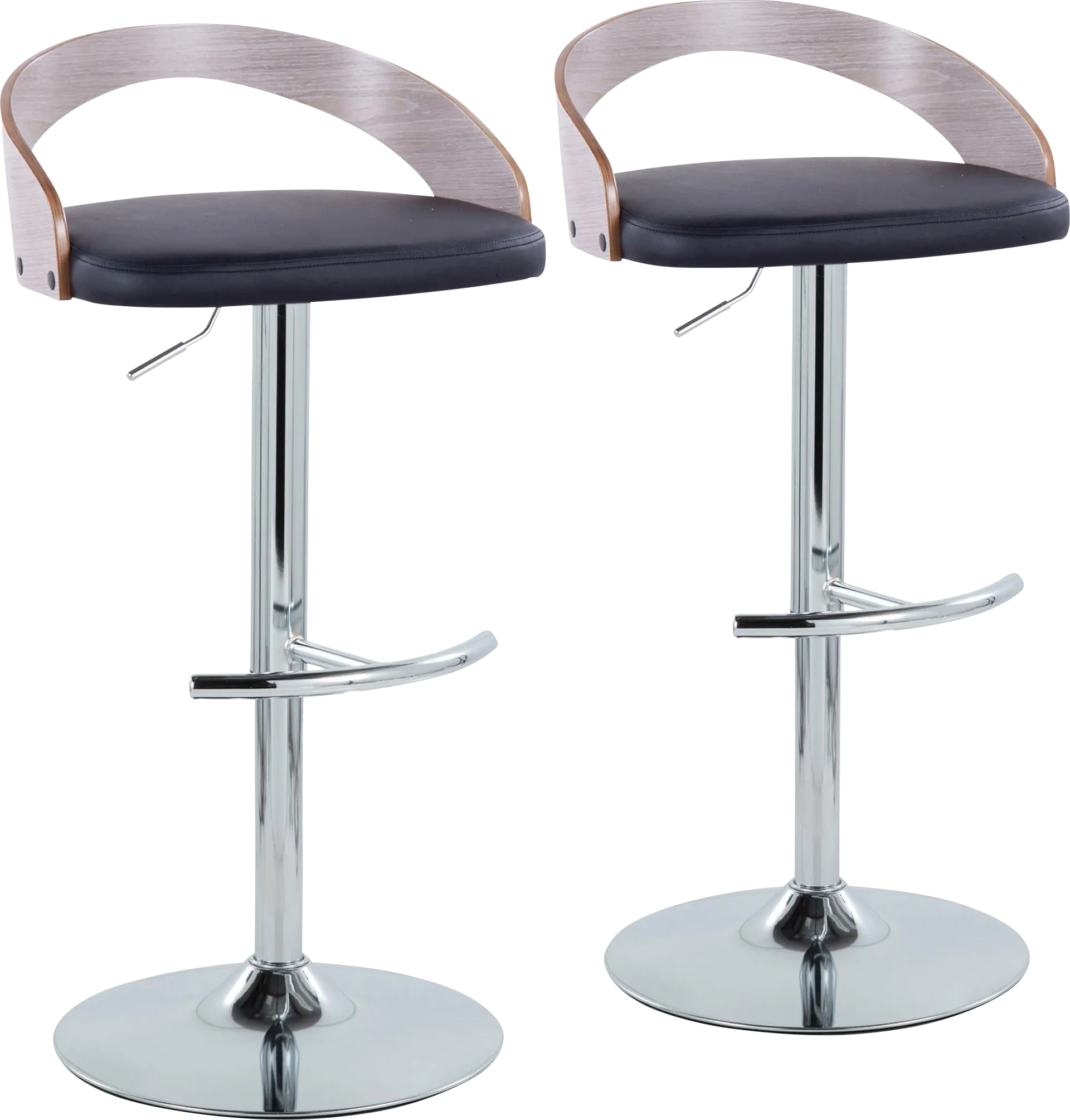 Zykan XXII Black Adjustable Barstool, Set of 2 - Image 1