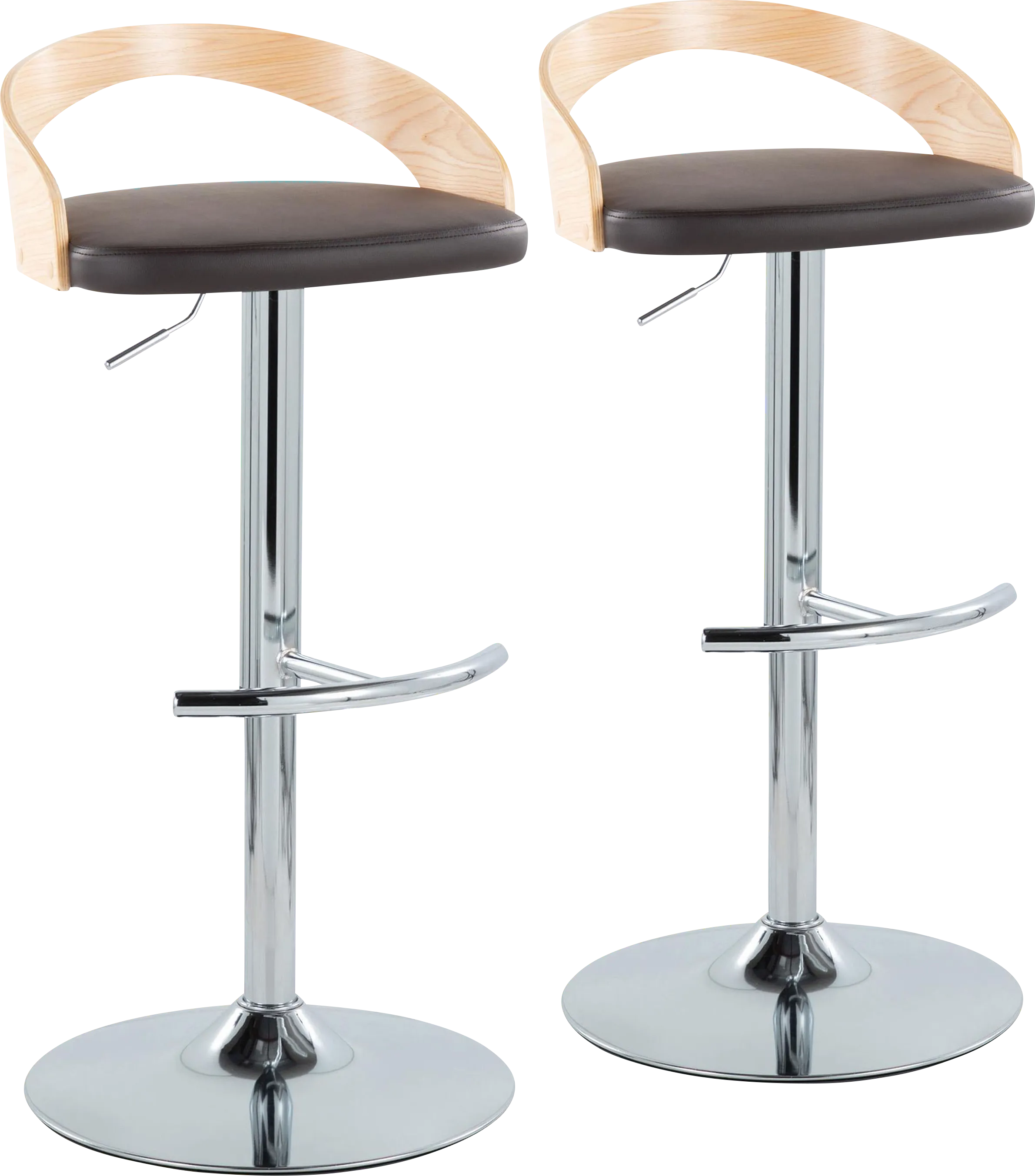 Zykan XXIII Brown Adjustable Barstool, Set of 2 - Thumbnail - Image 1