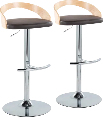 Zykan XXIII Brown Adjustable Barstool, Set of 2