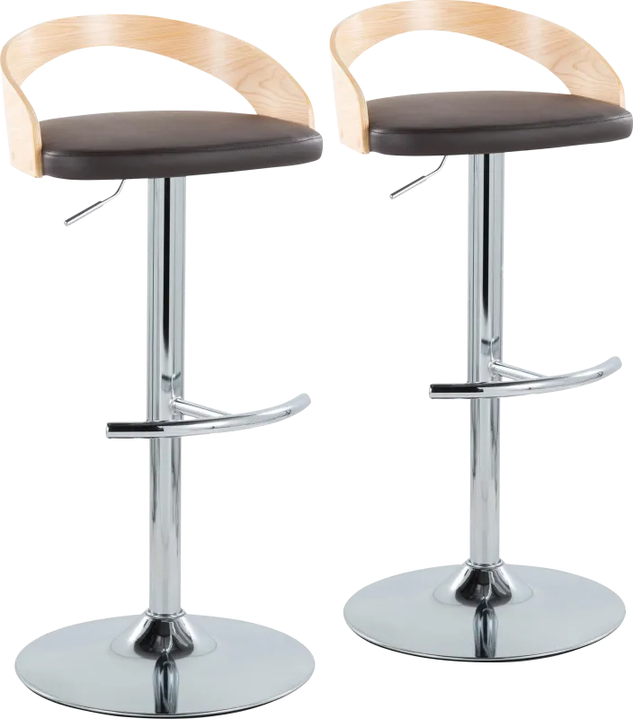 Zykan XXIII Brown Adjustable Barstool, Set of 2