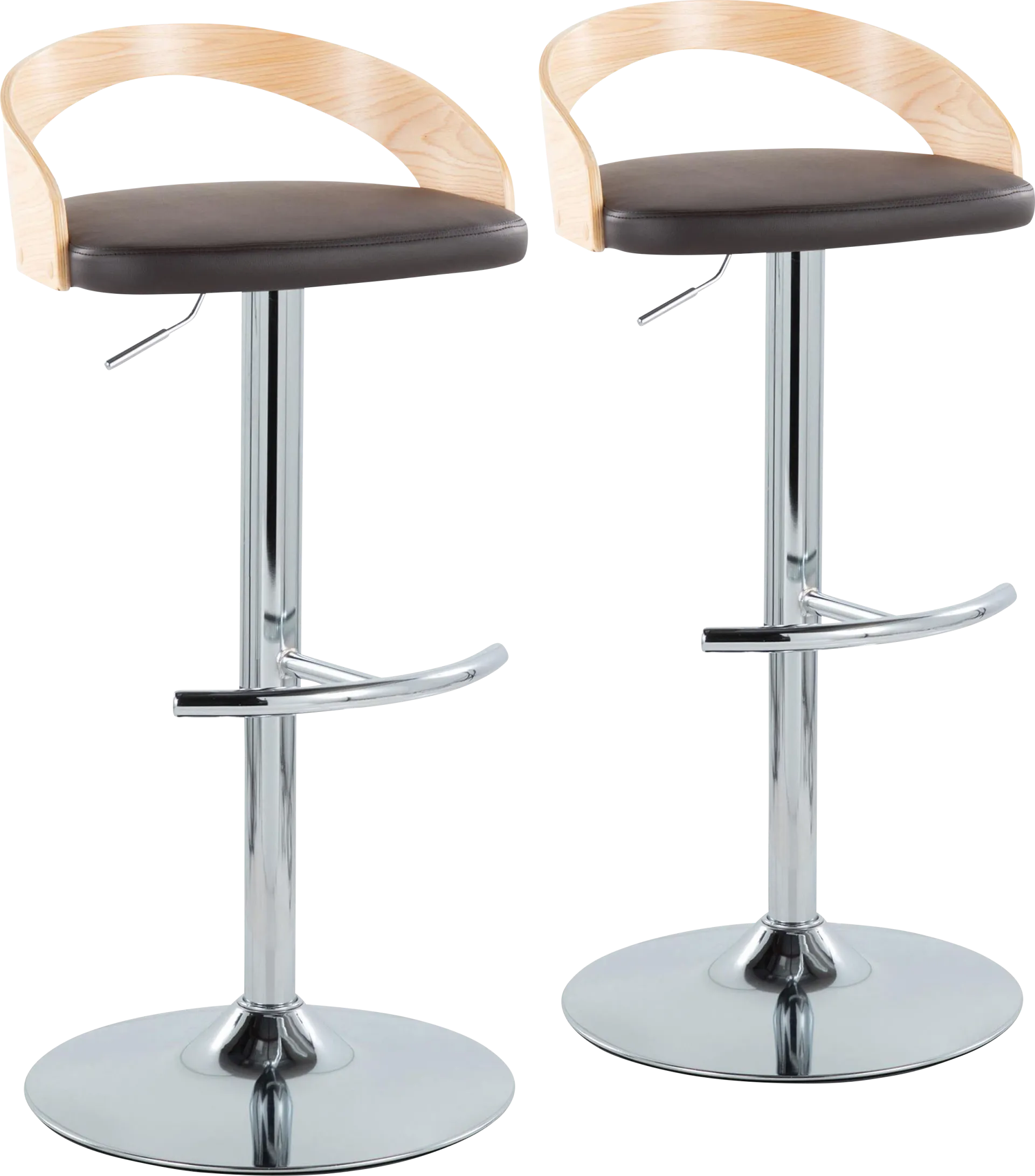 Zykan XXIII Brown Adjustable Barstool, Set of 2 - Image 1