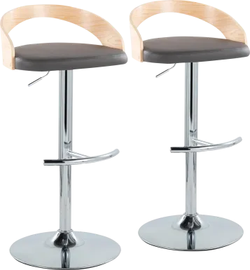 Zykan XXIII Gray Adjustable Barstool, Set of 2