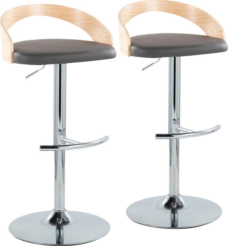 Zykan XXIII Gray Adjustable Barstool, Set of 2