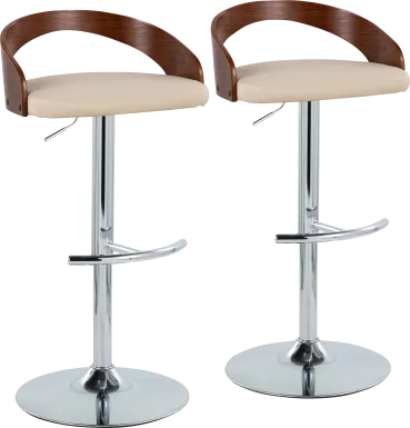 Zykan XXV Cream Adjustable Barstool, Set of 2