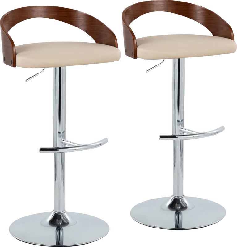 Zykan XXV Cream Adjustable Barstool, Set of 2