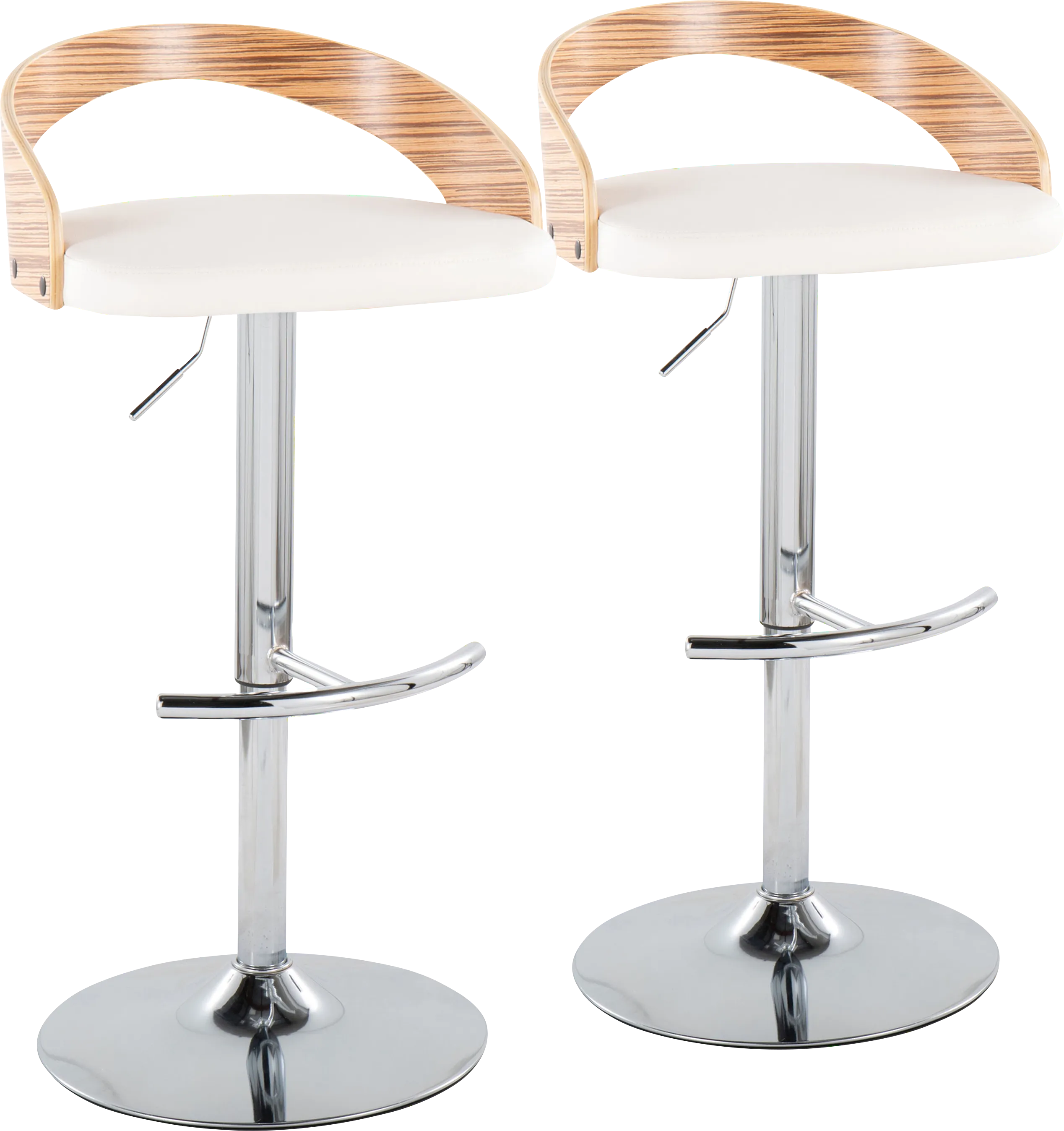 Zykan XXVI White Adjustable Barstool, Set of 2 - Thumbnail - Image 1