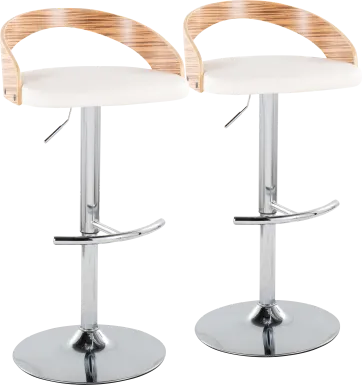 Zykan XXVI White Adjustable Barstool, Set of 2