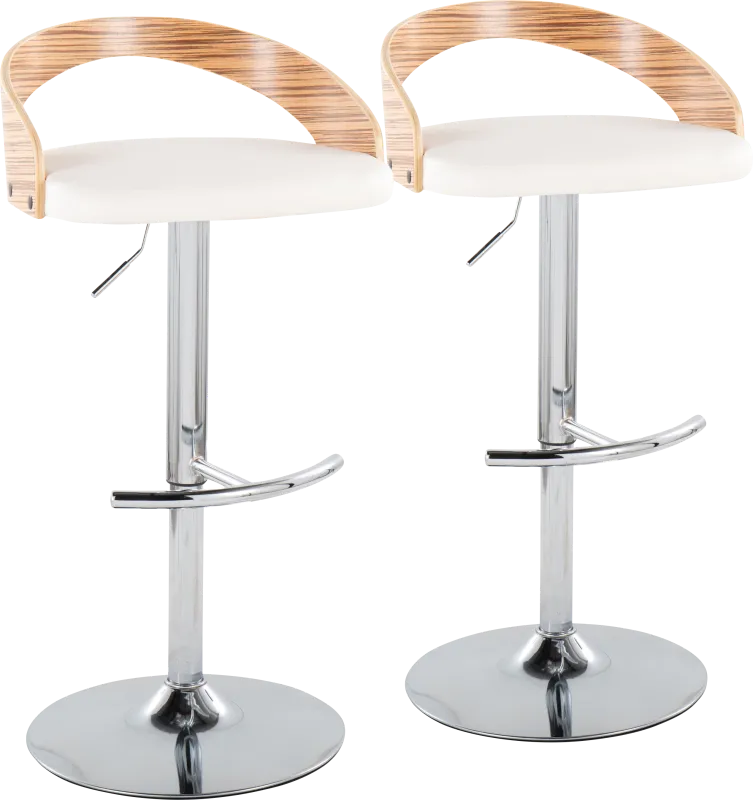 Zykan XXVI White Adjustable Barstool, Set of 2