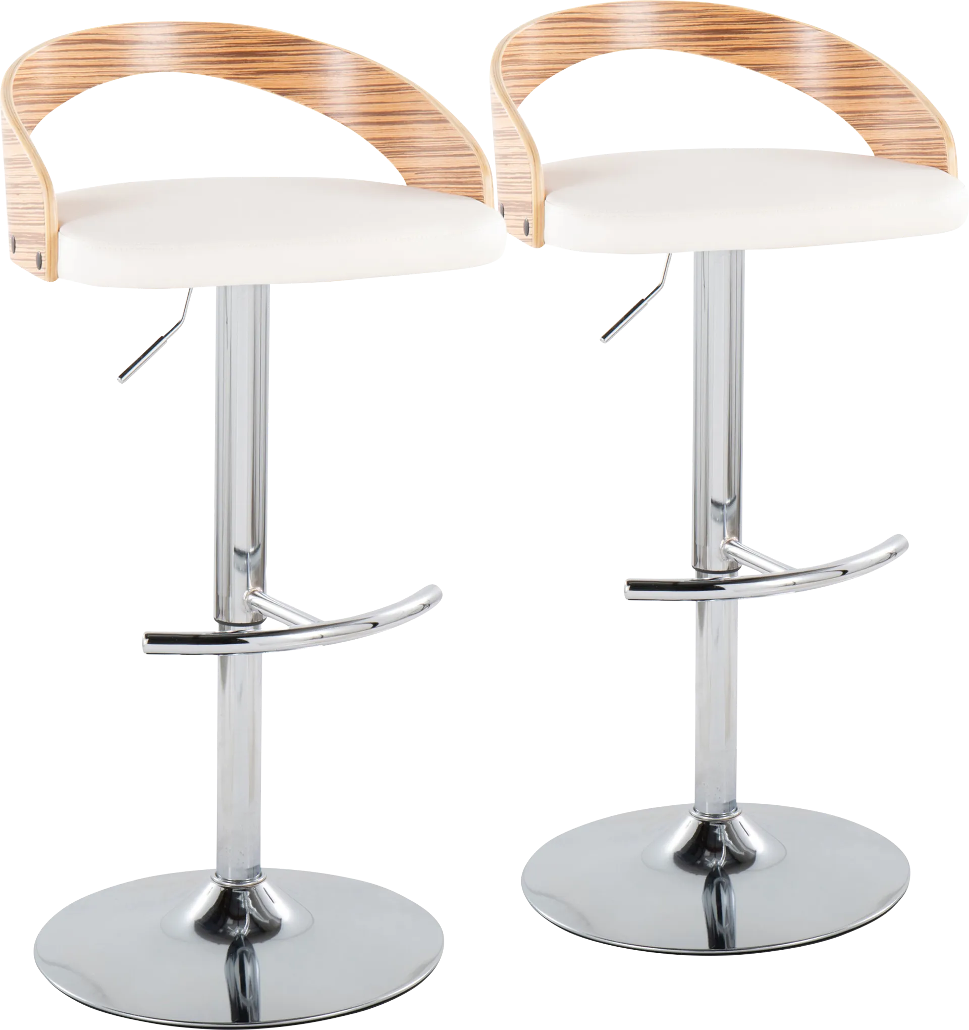 Zykan XXVI White Adjustable Barstool, Set of 2 - Image 1