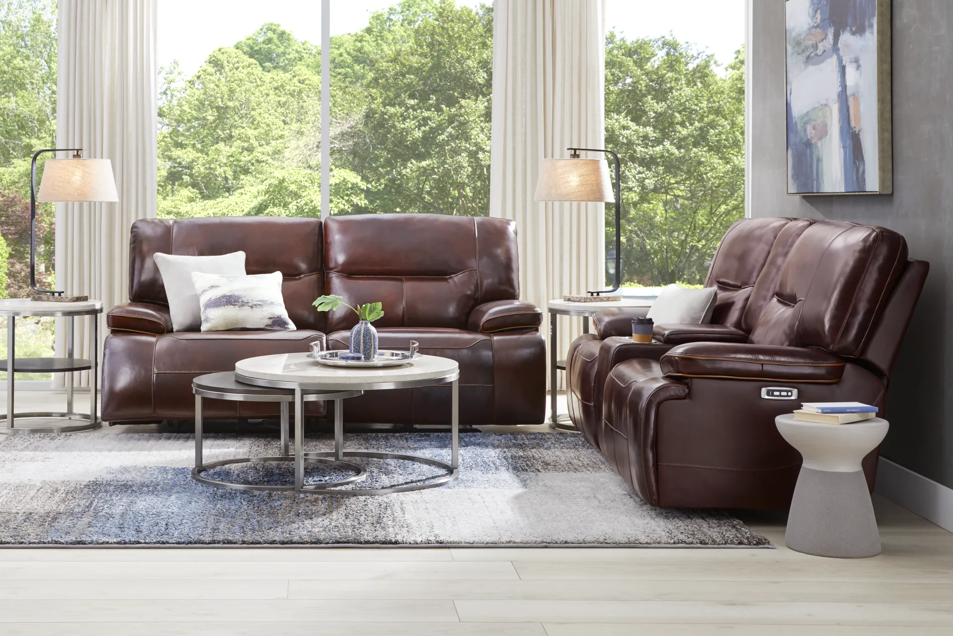 Caletta Way Merlot Leather Dual Power Reclining Sofa - Image 2