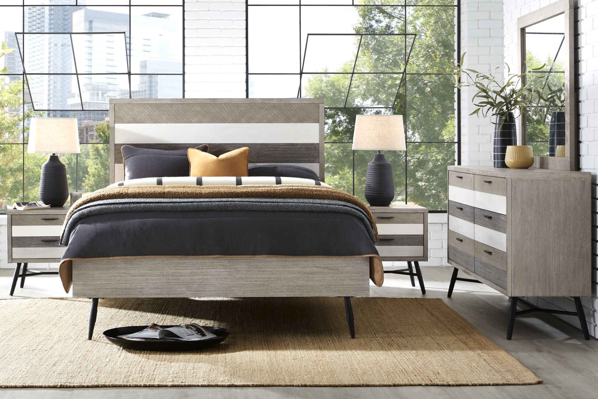 Midtown Loft Gray 7 Pc Queen Panel Bedroom - Image 1