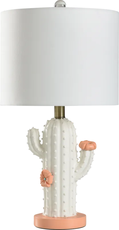 Kids Boho Decor Ivory Cactus Table Lamp