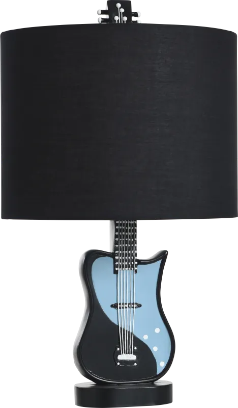 Kids Music Decor Black Guitar Table Lamp
