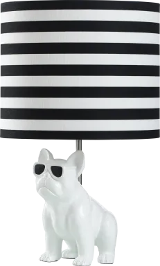 Kids Fashionista Decor White Sunglass Dog Table Lamp