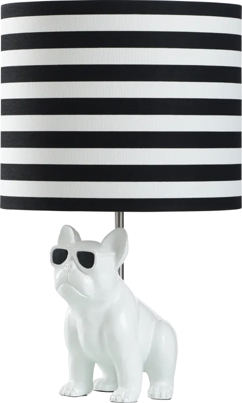 Kids Fashionista Decor White Sunglass Dog Table Lamp