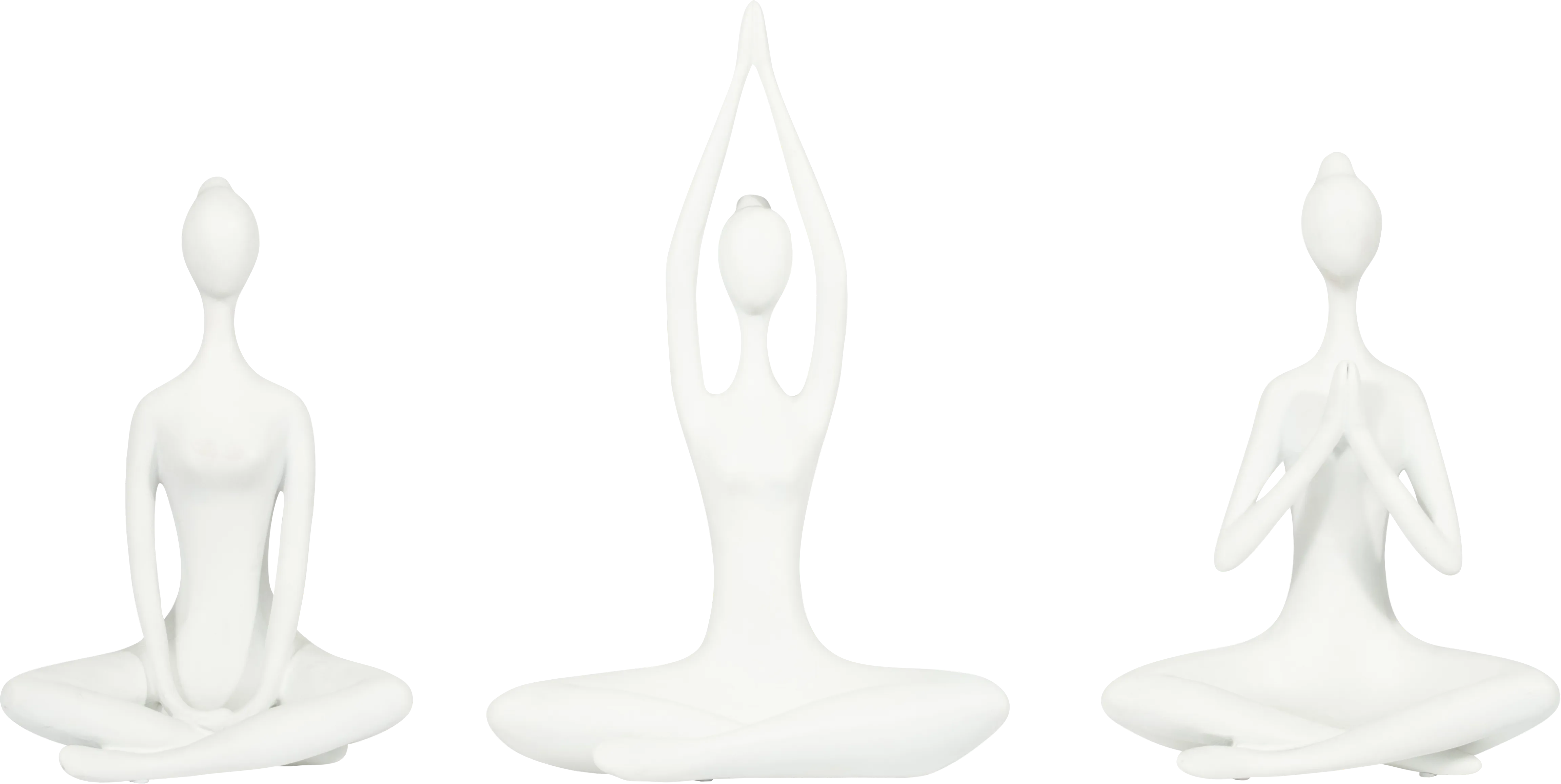 Hershour White Yoga Lady Sculpture, Set of 3 - Thumbnail - Image 1