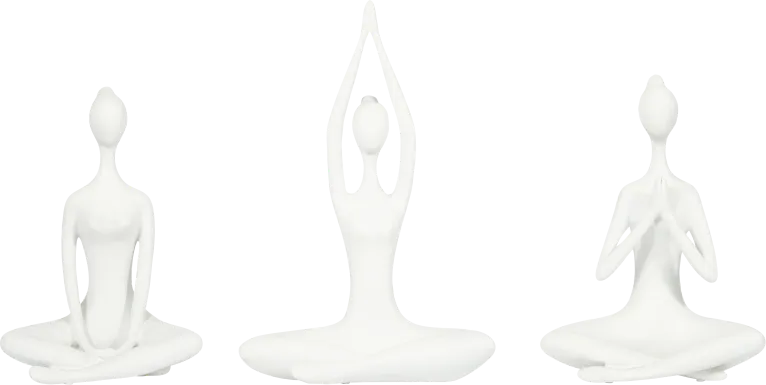 Hershour White Yoga Lady Sculpture, Set of 3
