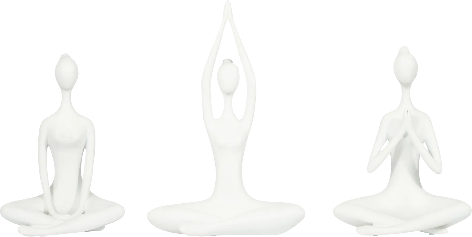 Hershour White Yoga Lady Sculpture, Set of 3