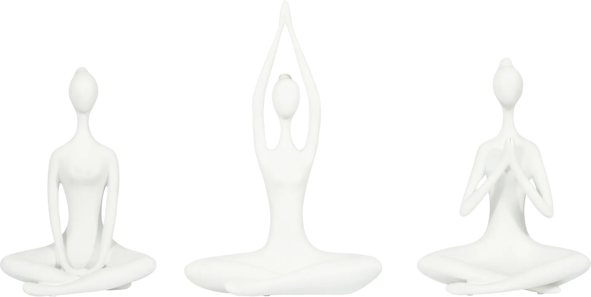 Hershour White Yoga Lady Sculpture, Set of 3 - Image 1