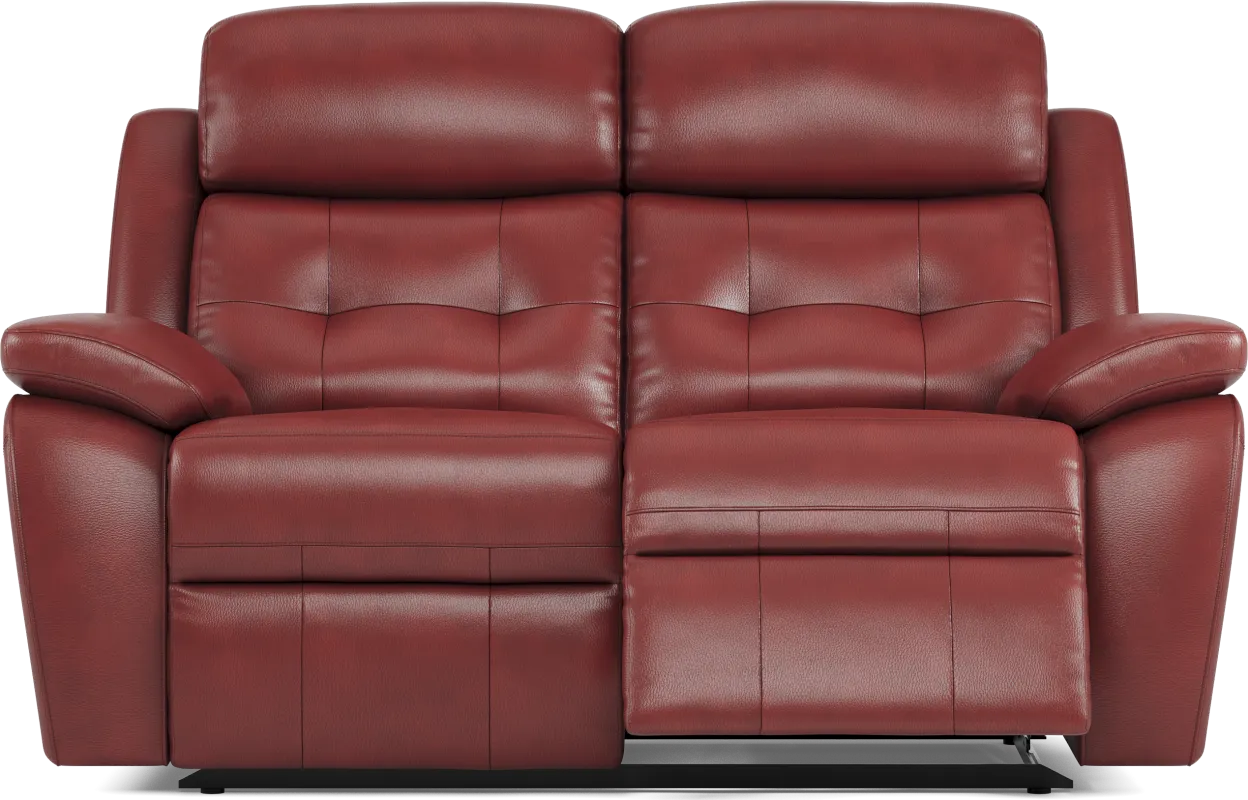 Antonin Red Leather Reclining Loveseat
