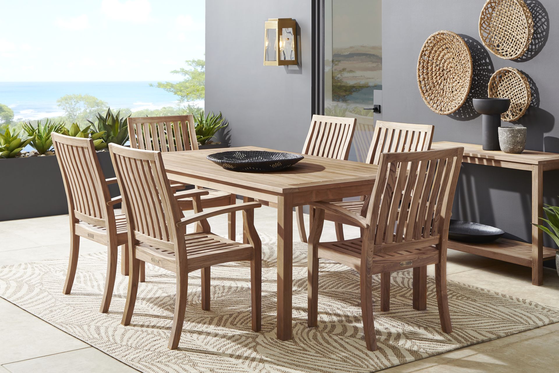 Pleasant Bay Teak 7 Pc Rectangle Outdoor Dining Set - Image 1