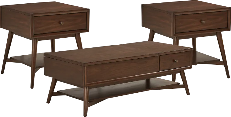 Greyson Brown Cherry Finish 3 Pc Table Set