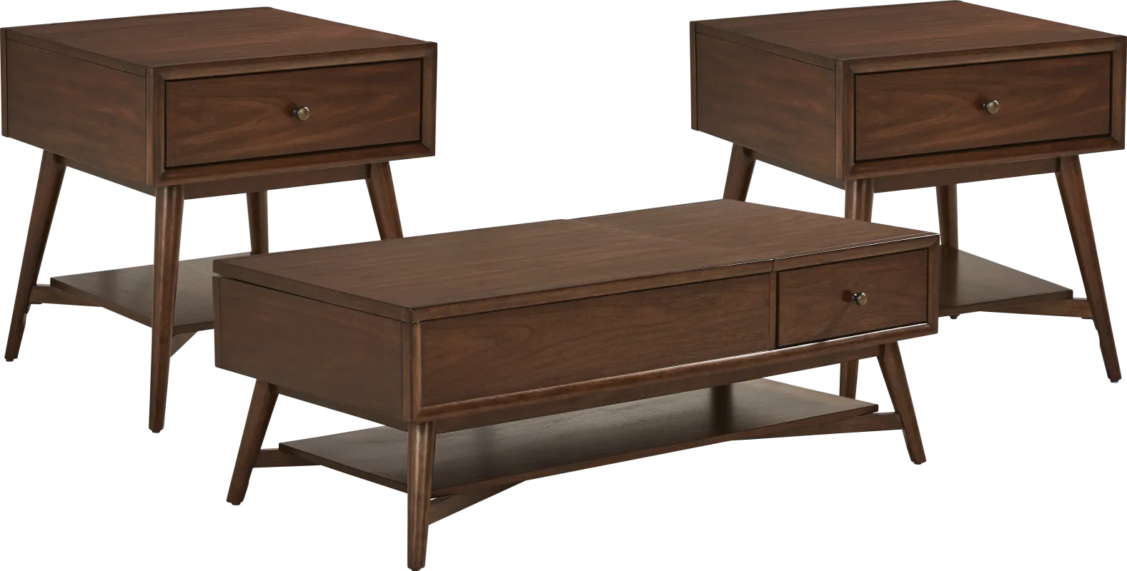 Greyson Brown Cherry Finish 3 Pc Table Set