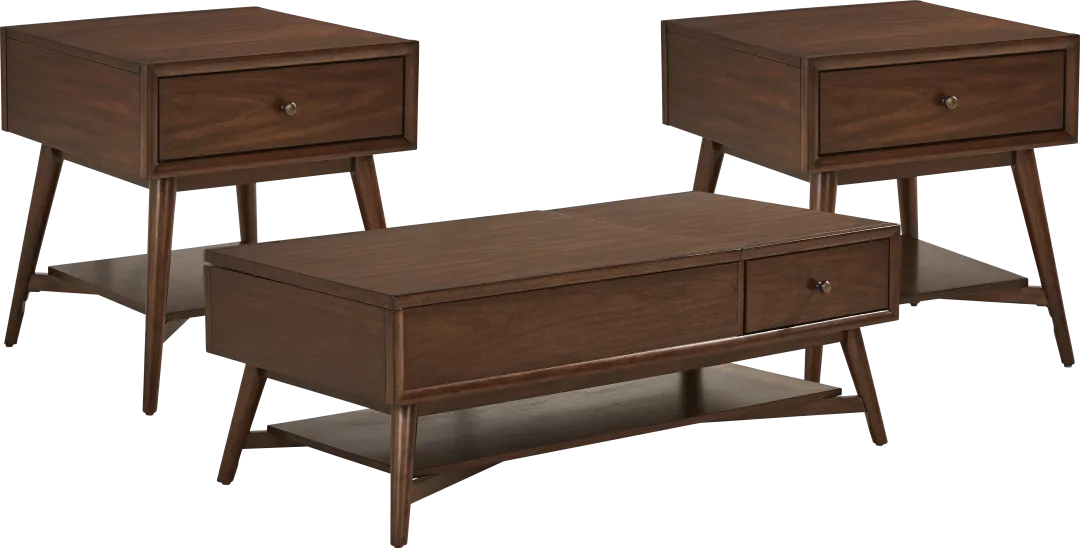 Greyson Brown Cherry Finish 3 Pc Table Set