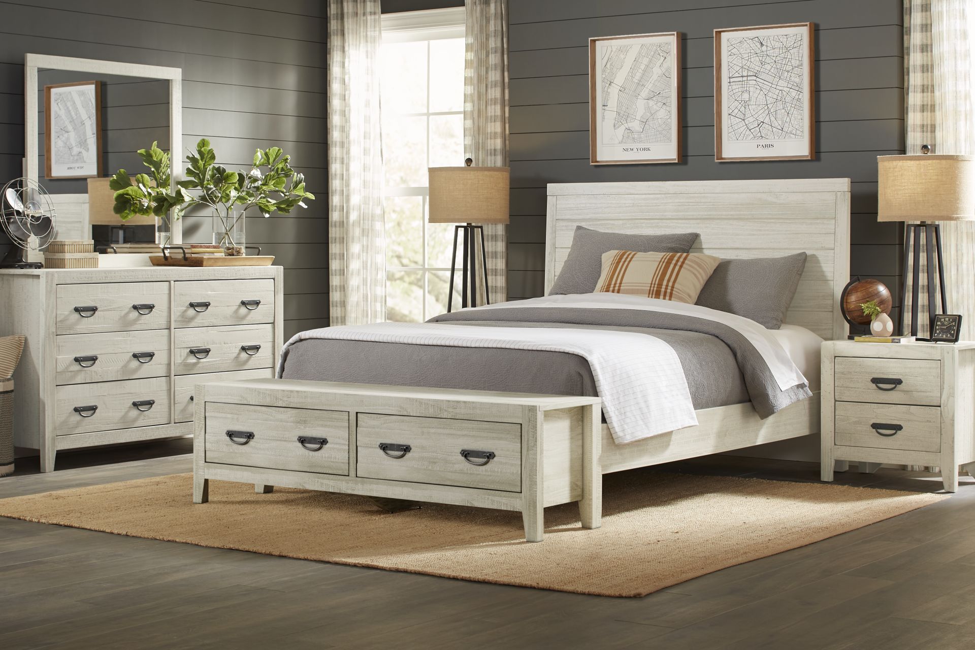 Palm Grove White 7 Pc King Storage Bedroom - Image 1