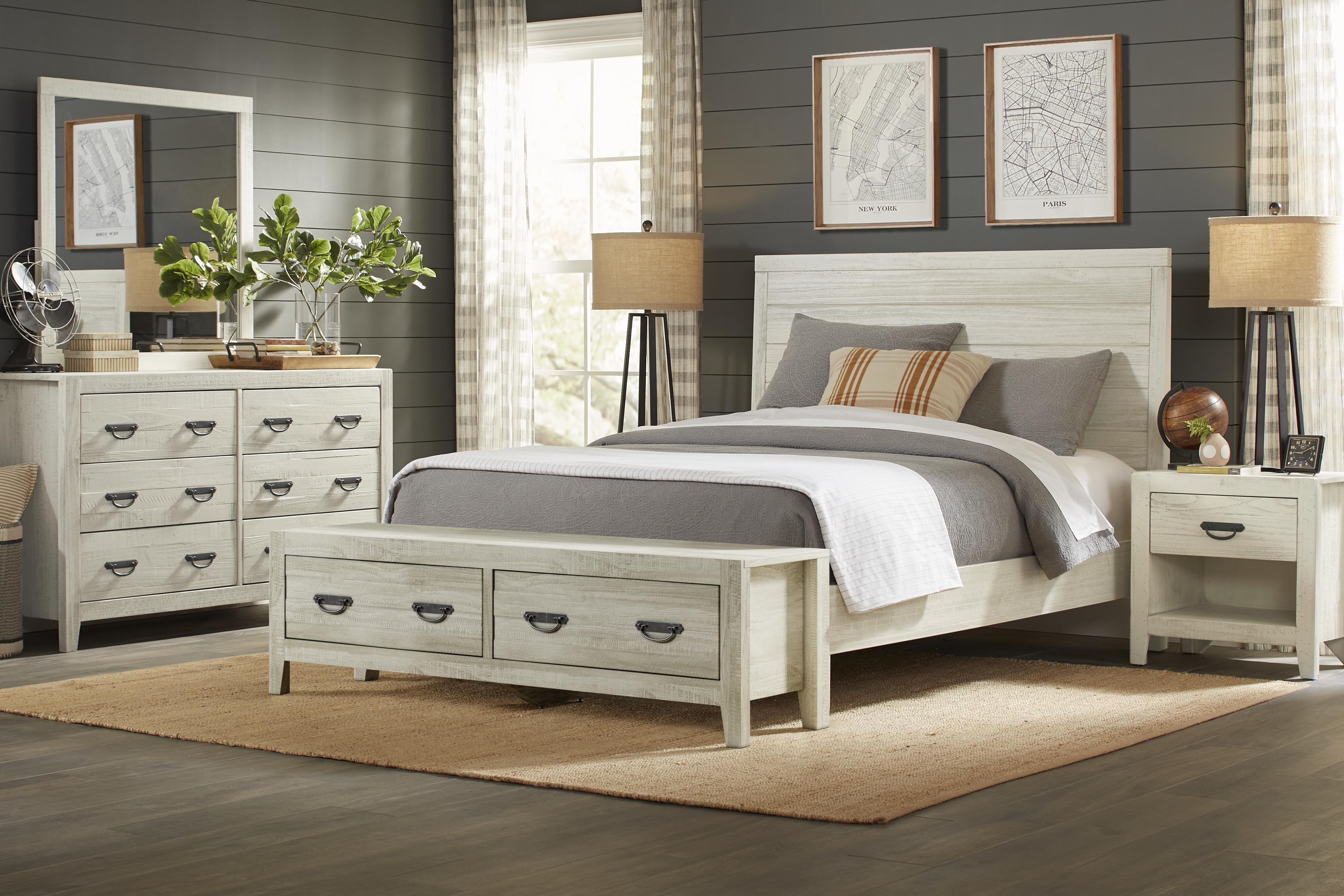 Palm Grove White 5 Pc Queen Storage Bedroom - Thumbnail - Image 1