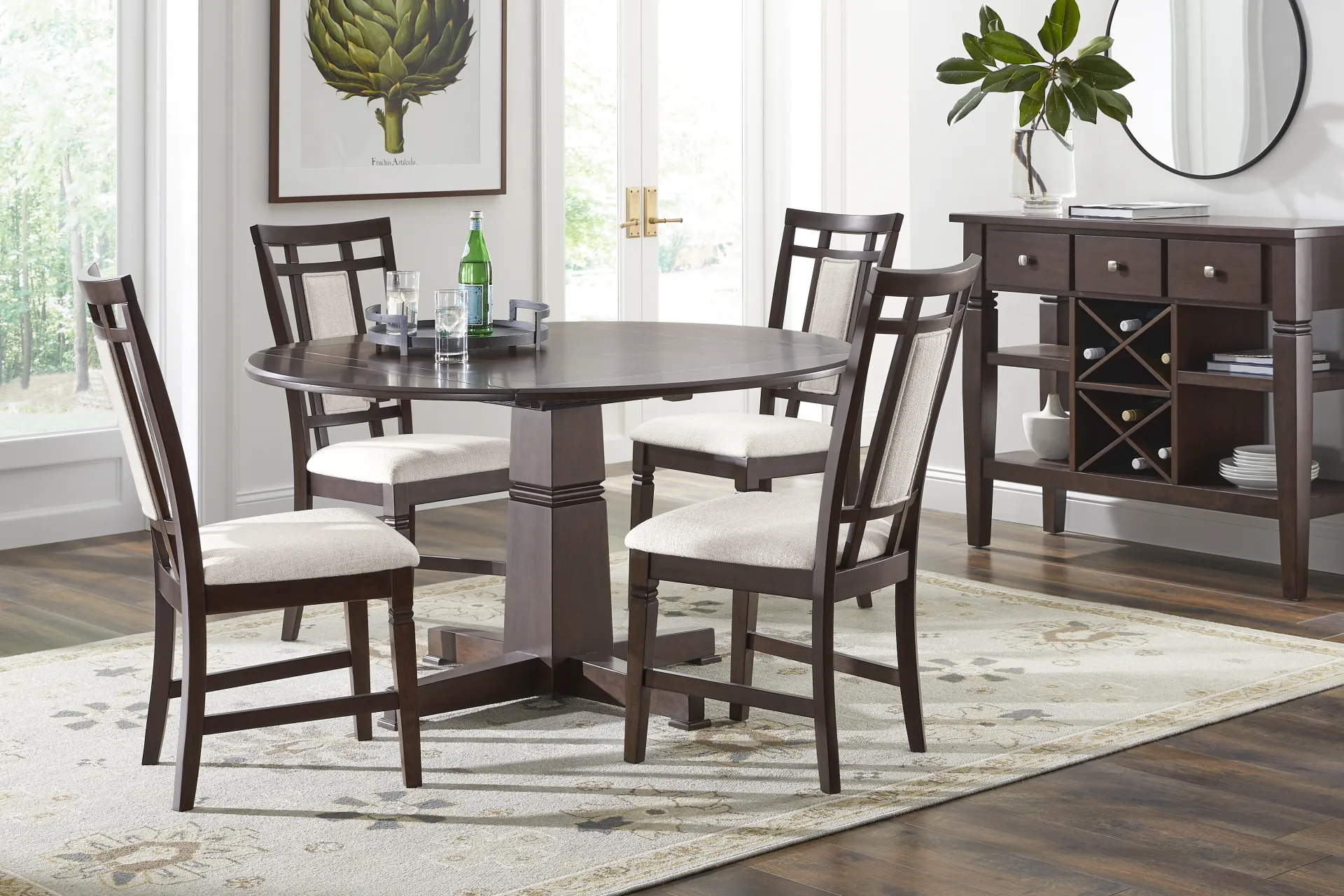 Winslow Brown Cherry Finish Upholstered Side Chair - Image 1