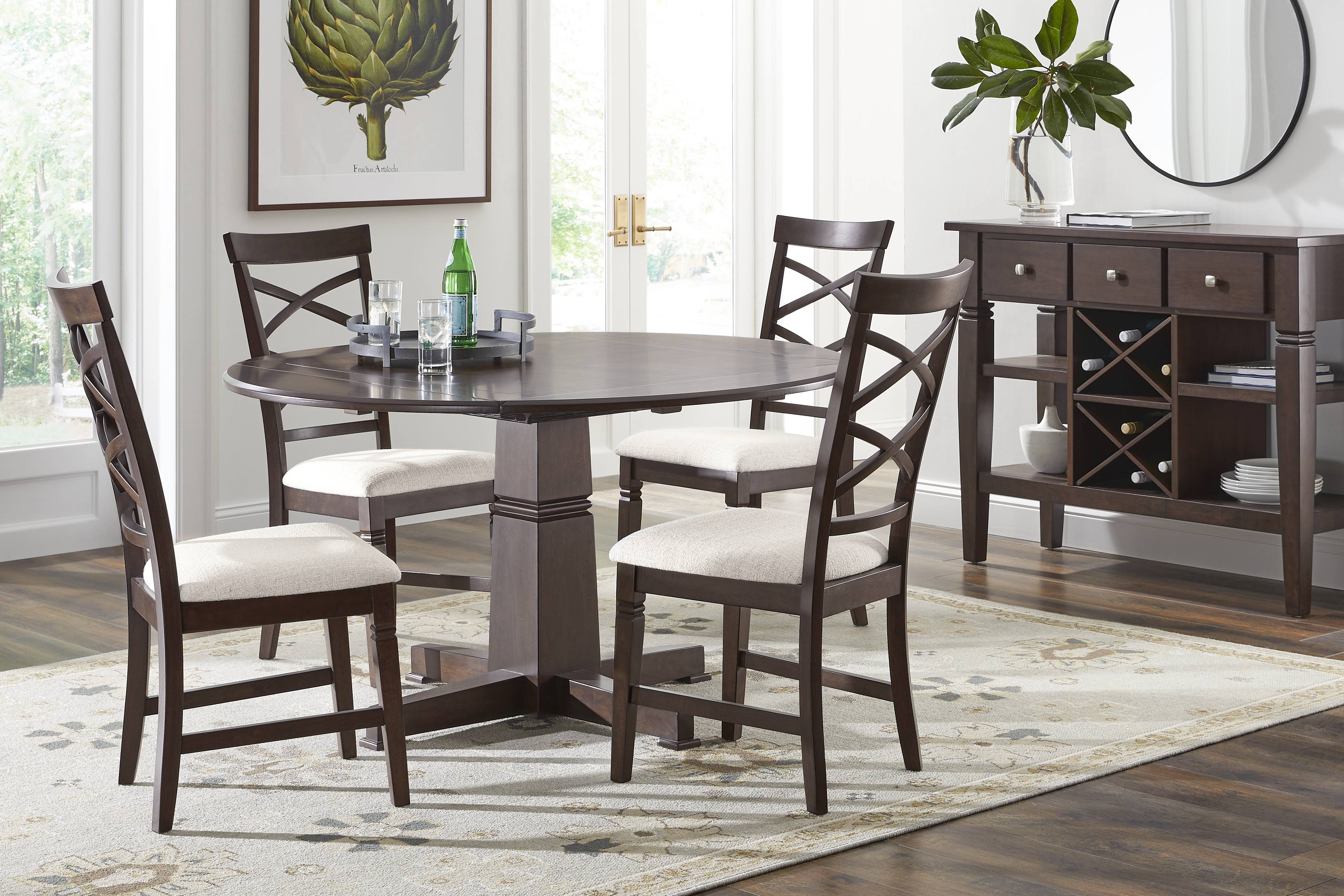 Winslow Brown Cherry Finish Round Dining Table