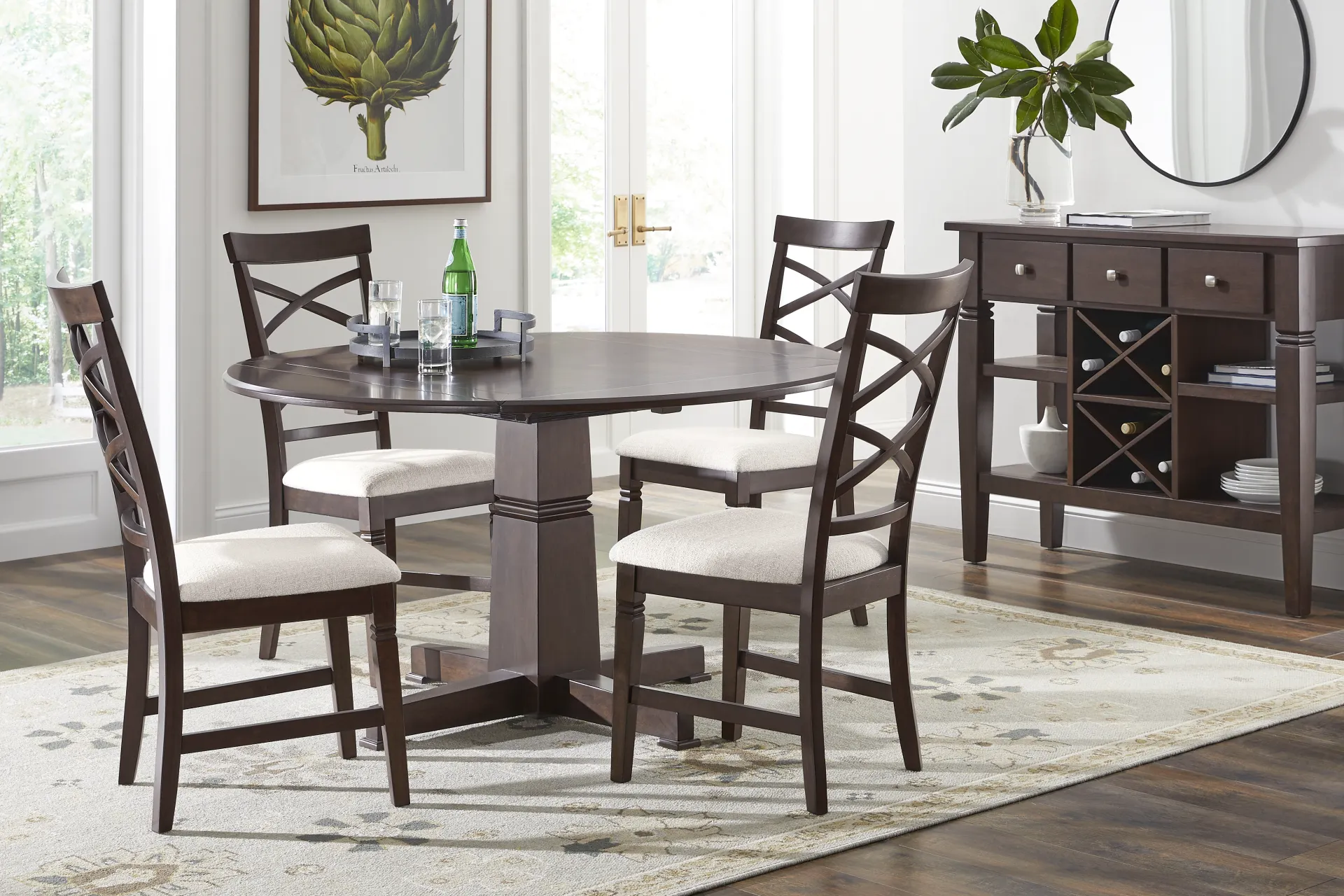 Winslow Brown Cherry Finish Round Dining Table - Image 1