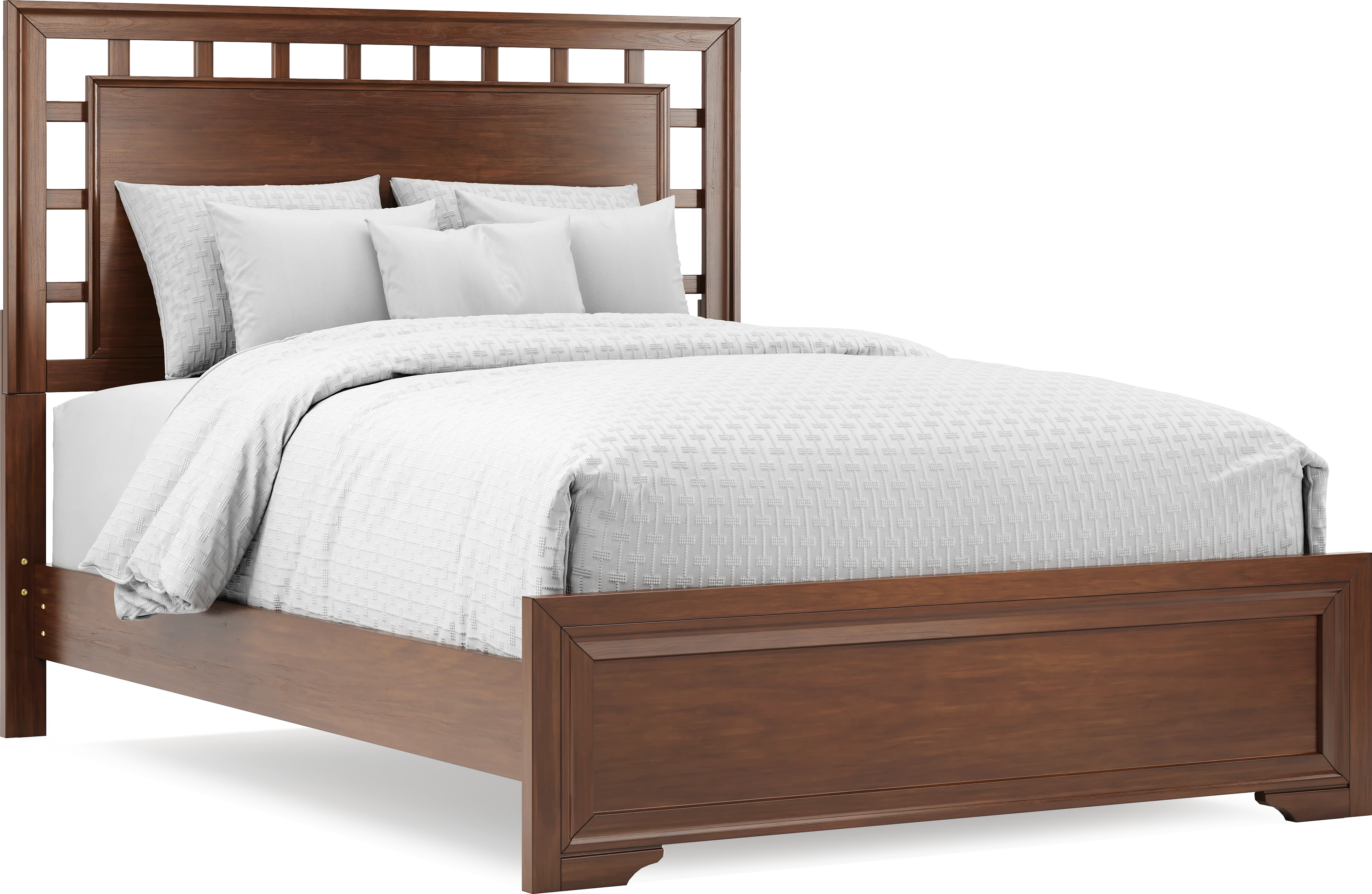 Belcourt Brown Cherry Finish 3 Pc Queen Lattice Bed - Thumbnail - Image 1
