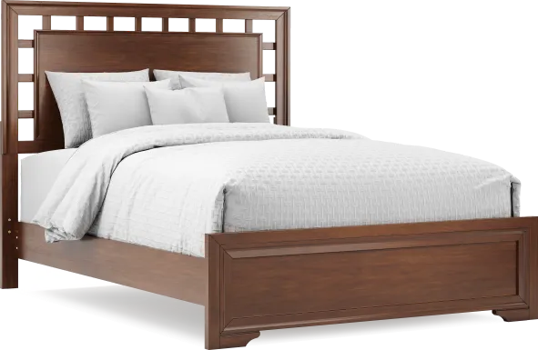 Belcourt Brown Cherry Finish 3 Pc Queen Lattice Bed