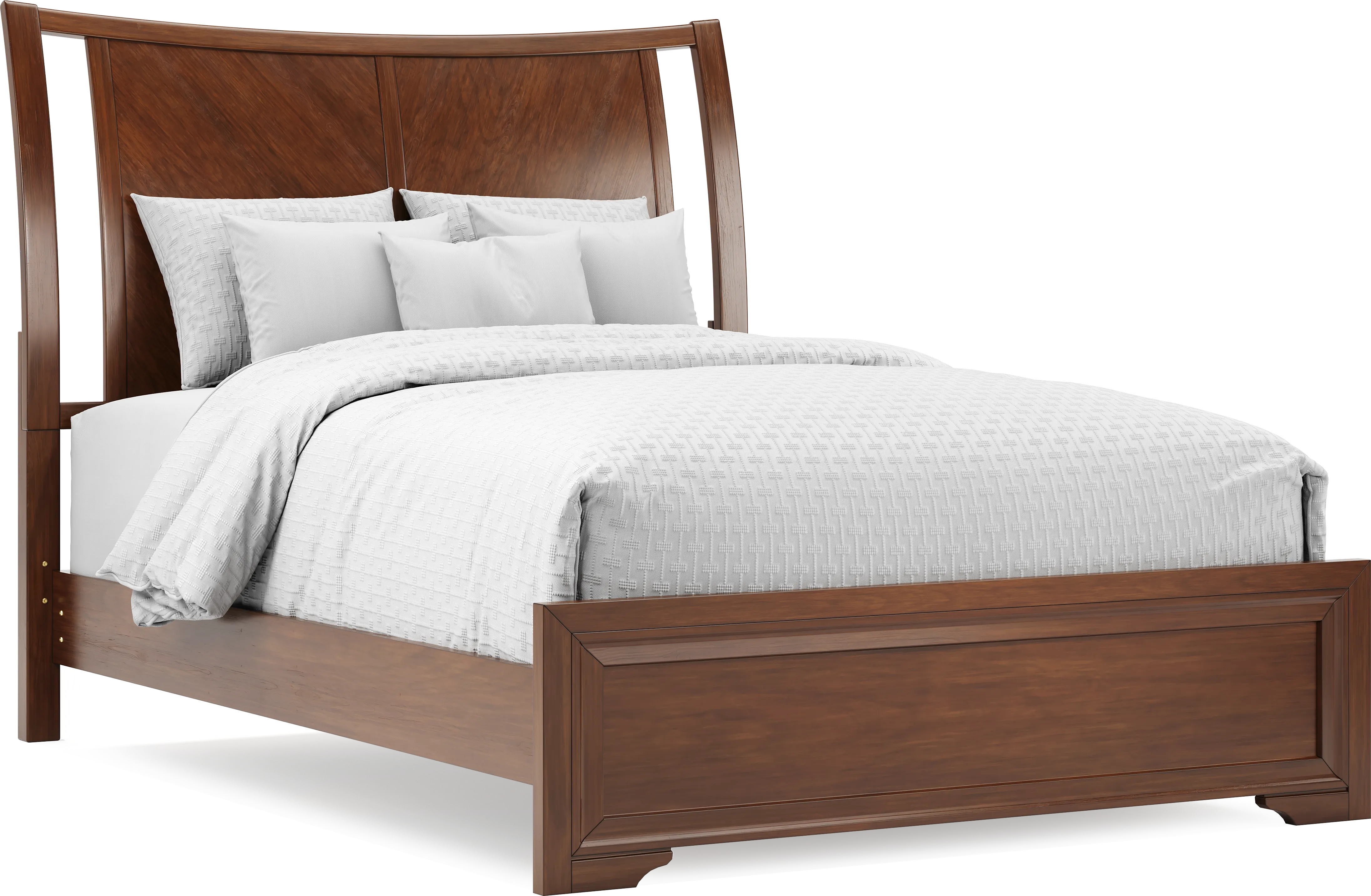 Belcourt Brown Cherry Finish 3 Pc King Curved Sleigh Bed - Thumbnail - Image 1