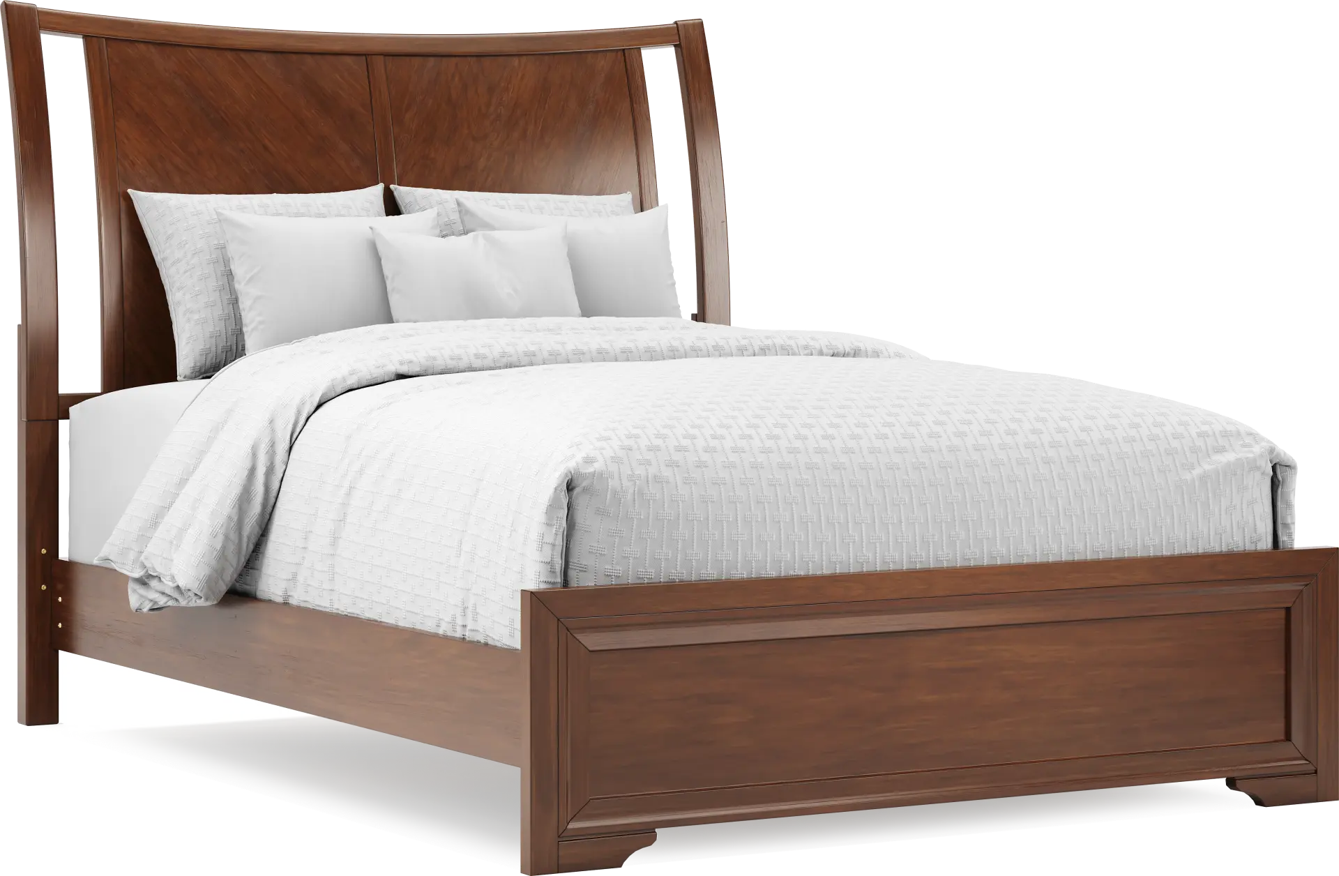 Belcourt Brown Cherry Finish 3 Pc Queen Curved Sleigh Panel Bed