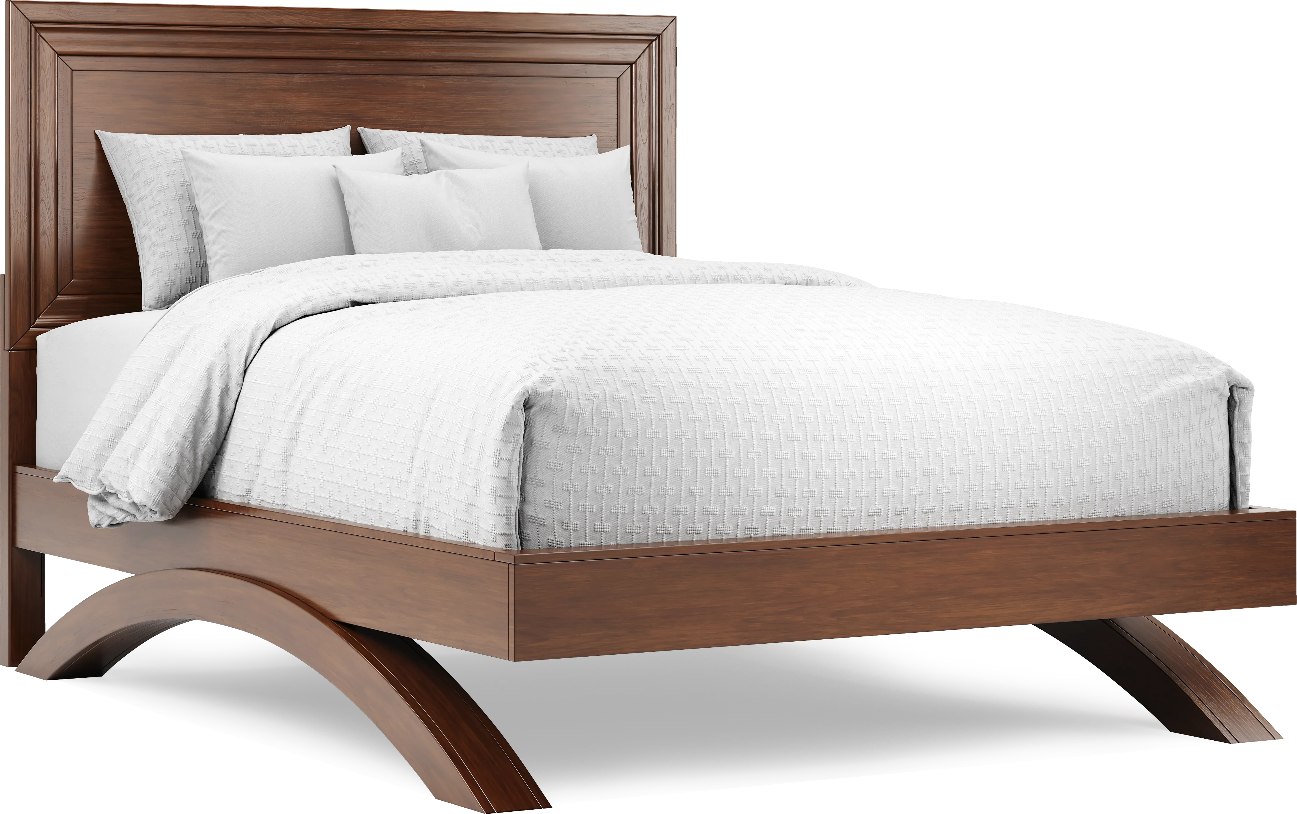 Belcourt Brown Cherry Finish 5 Pc Queen Panel Arch Bedroom - Thumbnail - Image 2