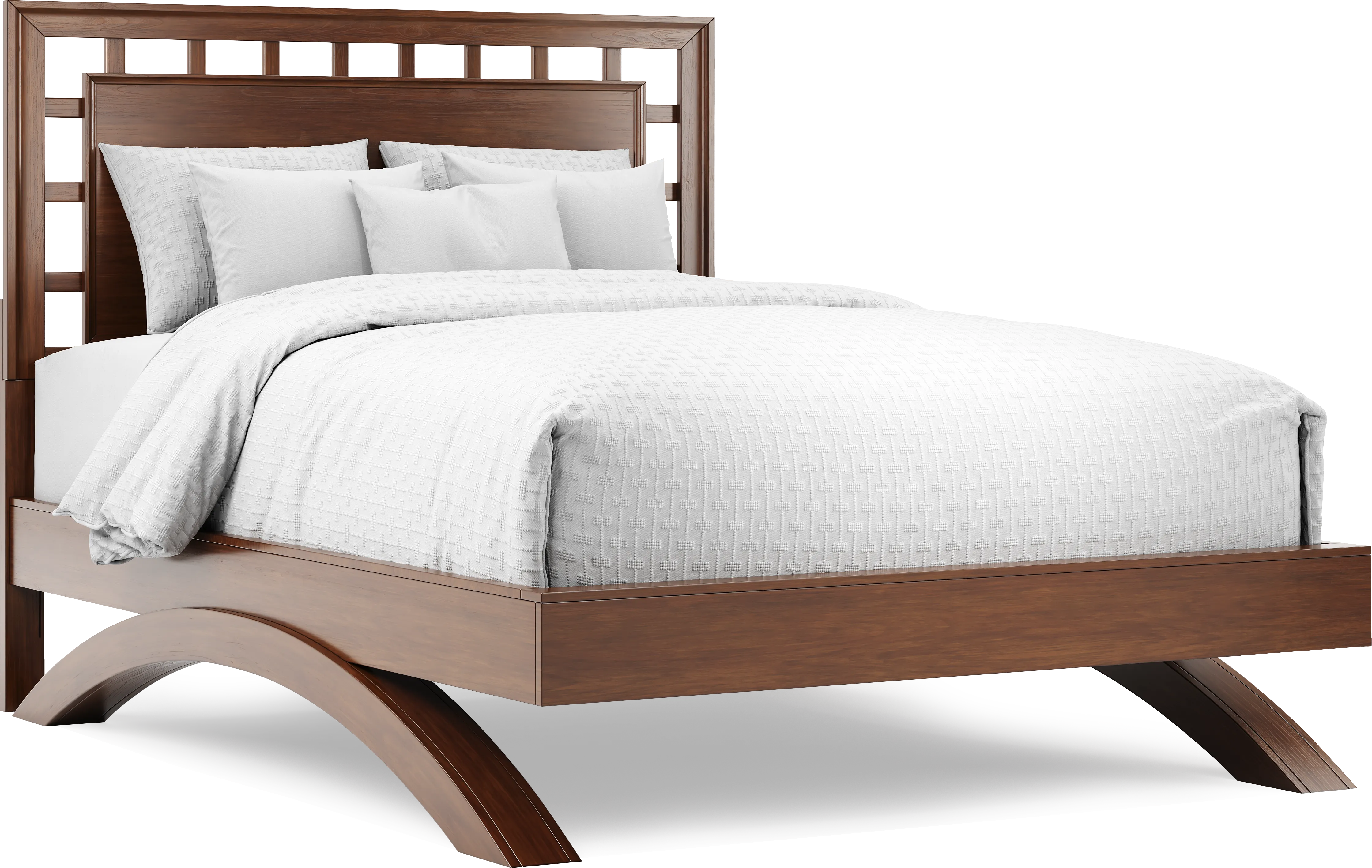 Belcourt Brown Cherry Finish 5 Pc Queen Lattice Arch Bedroom - Thumbnail - Image 2