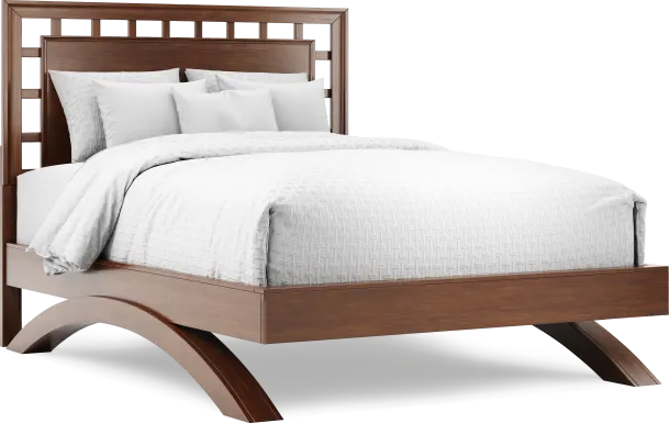 Belcourt Brown Cherry Finish 3 Pc Queen Lattice Arch Bed